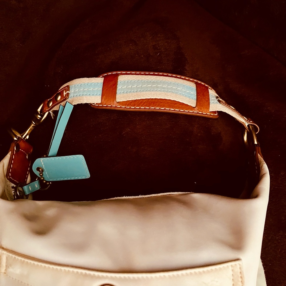 Coach Vintage Hampton Ivory Leather & Satin Hobo Bag - Picture 6 of 10